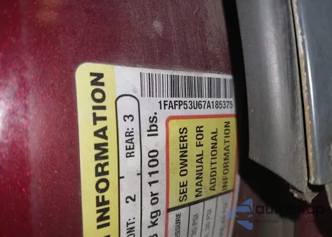 2007 Ford Taurus Se from USA, damaged, VIN 1FAFP53U67A185375